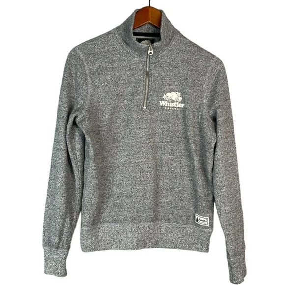 ROOTS Canada Heather Grey Whistler Quarter Zip Sweater Sweatshirt Gorpcore S - Picture 2 of 14